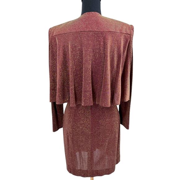 Vintage Julian Wilder Burgundy Gold Acetate Blend Dress‎ & Jacket Size 8 - Picture 10 of 14